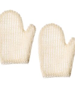 STOBAZA 2 Stück Bade Reibhandschuh aus Sisal mit Daumen für Rückenschrubbhandschuhe zur Blutzirkulation und Reichhaltigem Schaum in Beige