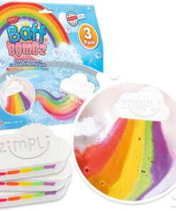 3 x Große Wolke Regenbogen Badekugeln von Zimpli Kids, Spezialeffekt Badekugeln für Kinder, Handmade Bubble Bath Fizzies Geschenkset, Bio Feuchtigkeit Vegan Freundlich und Cruelty Free
