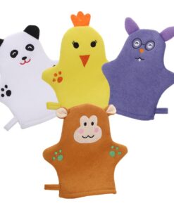 Abaodam 4 Stück-pack Niedliche Tierbadehandschuhe für Kinder aus Polyester mit Massagefunktion und Hautfreundlicher Oberfläche für Badezubehör und Körperpflege