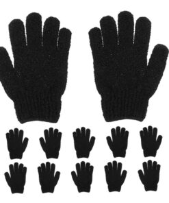 STOBAZA 6 Paar Peelinghandschuhe aus Polyester in Schwarz mit Komfortablem Griff und Exfolierendem Rücken zur Sanften Entfernung Abgestorbener Haut Beim Duschen