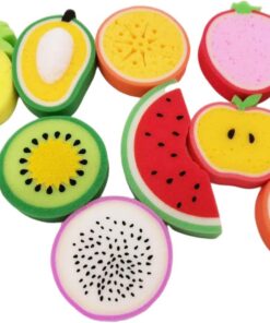Niedlicher weicher Badeschwamm in Fruchtform, Körperschwämme, Duschentfernung, Reinigung, wiederverwendbar, Peeling, Baby-Badeschwämme für Neugeborene