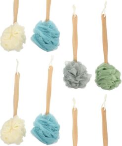 OUNONA 8 Stück Nylon Rückenschrubber mit Langem Griff Weiche Duschkörperbürste für Sanftes Peeling und Rückenreinigung Rutschfester Griff für Damen Herren und Ältere Menschen