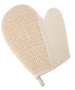 STOBAZA 2 Stück Peeling Handschuhe aus Baumwoll Leinen Sanfter Badehandschuh mit Rückenwäscher für Duschen und Spa zur Entfernung Abgestorbener Haut und Hornhaut