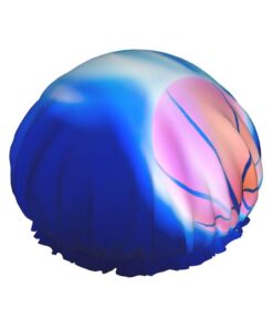 Blue Fire Basketball Ball Print Shower Essentials Bonnet For Women Large Washable Elastic Band Bath Hair Wrap Shower Cap