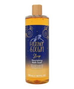 Feather & Down Pflegender Badezusatz (500ml) – mit wohltuendem aufbereitetem Kamillenextrakt und Nachtkerzenöl. Pflegen Sie Ihren Körper und beruhigen Sie Ihren Geist. Ohne Tierversuche. Vegan.
