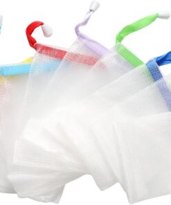 10 x Seifenbeutel für Seifenstangen, Peeling-Netzbeutel mit Kordelzug, Schaumstoffnetz, Seifensack für Dusche oder Körpergesicht (mehrfarbig)