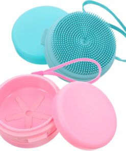 VALICLUD Silikonschwamm Dusche 2 Stück-pack aus Silikon mit Seifenaufbewahrung und Aufhängeschlaufe für Körperpeeling und Reise
