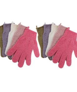 Healvian 5paare Duschhandschuh Badehandschuhe Körperpeeling-handschuhe Verdickte Fünf-finger Bad Reinigung mit Aufhängband Zufällige Farbe