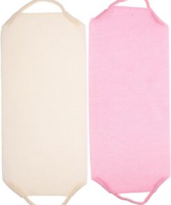 OUNONA 2 Stück Elastisches Langes Peeling badetuch aus Strapazierfähigem Polyester Anpassbar für Körperformen für Tiefenreinigendes Rückenpeeling bei Dusche und Bad Rosa Beige