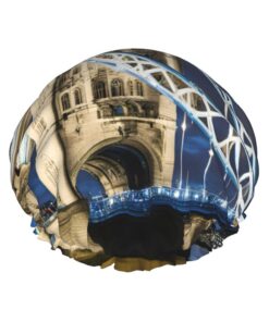 Tower Bridge In London Print Badekappe für langes Haar und kurzes Haar, waschbares Gummiband, Badehaarmut für langes Haar, Zopf