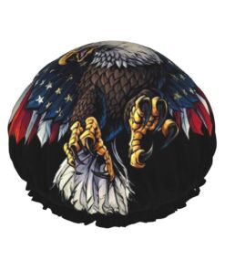 Badekappe mit amerikanischer Adlerflagge für langes Haar und kurzes Haar, waschbares Gummiband, Badehaarmut für langes Haar, Zopf