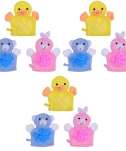 Healvian 9stücke Teiliges Dusch Peelinghandschuhe Mit Cartoon Tieren Dual-sided Körper Scrubber Maschinenwaschbar Gelb Blau Rosa Für Sanfte Hautreinigung Und Massage