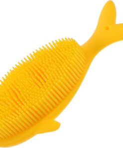 Silikon Körperbürste für Kinder mit Schnellem Abspülen Weiche Badebürste für Sanftes Peeling Beim Reisen und Professionellem Gebrauch Gelb