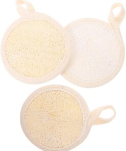 STOBAZA 3 Stück-pack Luffa Peeling Pads 8x8cm Körper und Gesichtsschwamm aus Baumwolle Leinen Sanftes Peeling für Frauen Kinder Badezimmerzubehör