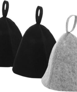 OUNONA 3 Stück-Pack Filz Saunahut für Sauna und Dampfbad Schnelle Absorption Faltbar Schwarz Geeignet für Männer und Frauen für Wellness und Reisen