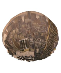 Empire State Building bedruckte Duschhaube für Damen, wasserdichte Badekappen, wiederverwendbar, doppellagig, Duschhut, Bade-Duschkappen für Herren und Damen, Spa, Salon