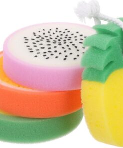 OUNONA 4 Stück-pack Fruchtförmige Dusch Körperschwämme Aus Schwammmaterial Sanftes Peeling Für Männer Frauen Reichhaltiger Schaum Vielseitig Für Hauttypen Praktisches Badezubehör