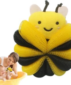 Badschwamm Loofah, Schwammkörperpeeling Sanfte Reinigung mit Bienendesign | Reinigung der Körperbürste, Körperschrubben -Duschbällchen für Bad Männer und Frauen