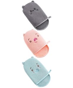 3 Stück-pack Duschhandschuhe zur Hautreinigung mit Massagefunktion aus Strapazierfähiger Faser für Zuhause Weiche Peeling Handschuhe für Beine und Brust
