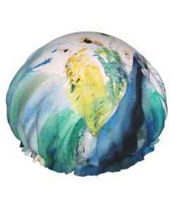 Badekappe mit süßem Pfauen-Aufdruck, für langes Haar und kurzes Haar, waschbar, elastisches Band, Badehaarmut für langes Haar, Zopf