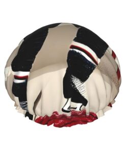 Hockey-Duschhaube mit Sportdruck, doppellagig, wiederverwendbar, leicht und weich, Badekappe für Damen