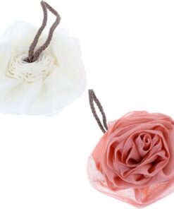 Healvian 2 Stück Badeschwammbälle in Blumenform aus Pe Netzgewebe Starker Schaum und Exfolierend als Körperschwamm für Dusche