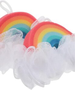 OUNONA Regenbogen Badeschwamm 2 Stück aus Schwamm Sanftes Körperpeeling Leicht zu Tragen für Babys und Kinder