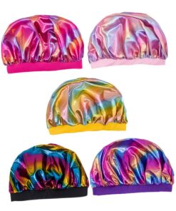 Healvian Elastische Haarhauben 5 Stück-pack für Kinder und Erwachsene Faltbar aus Polyester Schützt den Kopf Warm Zufällige Farbe zum Schlafen und Duschen