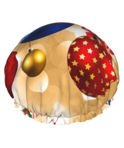 Badekappe mit Aufschrift "Merry Christmas", für langes und kurzes Haar, waschbar, elastisches Band, Badehaarmütze für langes Haar, Zopf
