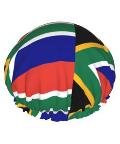 Badekappe mit südafrikanischer Flagge, für langes und kurzes Haar, waschbar, elastisches Band, Badehaarmütze für langes Haar, Zopf