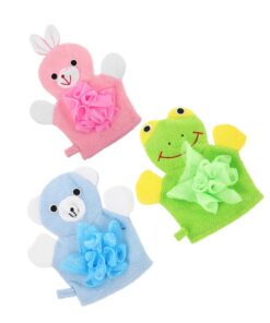 STOBAZA 3 Stück Peeling handschuhe Weich und Sanft für Zarte Haut Körperreinigung Spa badehandschuhe Cartoon designs Hase Frosch Bär Hautfreundlich und Einfach Anzuwenden