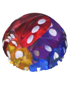 Spiele-Würfel-Set, Duschhaube, doppellagig, wasserdicht, Bade-/Duschhut, wiederverwendbar, elastisch, für Damen und Herren