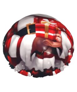 Badehaube mit Weihnachtsmann-Aufdruck, wiederverwendbar, doppelte wasserdichte Schichten, Duschhauben für Frauen