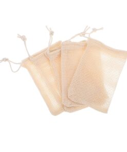 Healvian Seifennetz aus Baumwolle und Leinen mit Kordelzug 5 Stück Packung für Sanfte Hautpflege und Vielseitige Anwendung im Badezimmer