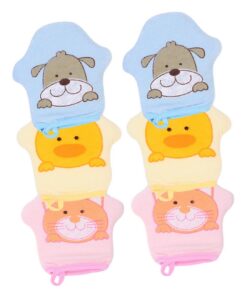 OUNONA Kinder Duschhandschuhe Exfolierend und Leicht Anzuziehen 6 Stück-pack Badehandschuhe in Handschuhform aus Baumwolle und Schwamm für Jungen und Mädchen zum Baden