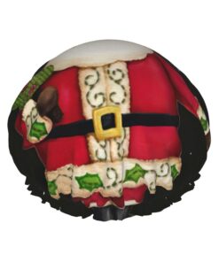 Badekappe mit Aufschrift "Merry Christmas", für langes und kurzes Haar, waschbar, elastisches Band, Badehaarmütze für langes Haar, Zopf