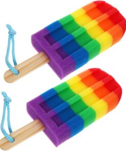 2 Stück-pack Farbige Schwämme in Eiscremeform für Dusche | Sponge Material, Komplette Reinigung des Körpers, Einzigartiges, Niedliches Design für Badeumgebungen Zufällige Farbe