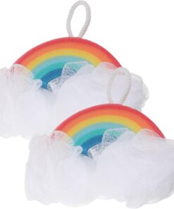 STOBAZA 2 Stück Kinderbadeschwamm Regenbogen mit Sanftem Körperpeeling und Weichem Schwammmaterial für Bad und Dusche Badezubehör für Mädchen und Jungen
