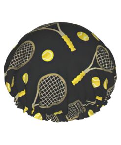 Lustige Badekappe für Tennisschläger und Tennisbälle, doppellagig, wiederverwendbar, leicht und weich, Badekappe für Damen