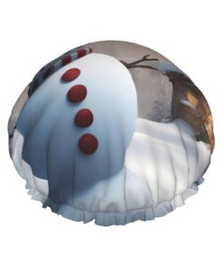 Badekappe mit Schneemannmotiv für langes und kurzes Haar, waschbar, elastisches Band, Badehaarmütze für langes Haar, Zopf