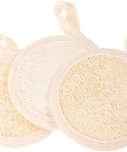 Healvian 3 Stück-pack Natürliche Luffa Peelingpads Handlicher Gesichts Und Körper Peeling Schwamm Aus Baumwolle Leinen Mischung Sanfte Reinigung Für Frauen Und Männer Kompakt Für Dusche Und Spa