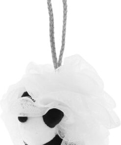 Kinder Badeschwamm in Panda Form, Schwarz, aus Plüsch und Polyester | Sanft Peelend, Reichlich Schaum, Angenehm Weich, Beim Baden, Beim Duschen, Leicht zu Greifen