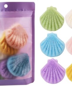 STOBAZA 6 Stück Natürlicher Gesichtsreinigungsschwamm aus Biologisch Abbaubarem Material Sanftes Peeling für Hauttypen mit Aufbewahrungsschale Wiederverwendbar und Zufällige Farbe