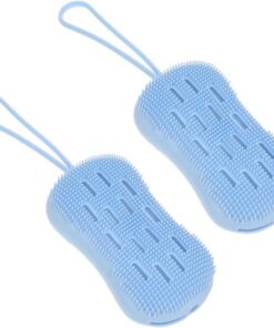 Healvian 2 Stück Doppelseitige Silikon Duschbürste Badezubehör mit Körperbade Peeling und Massagefunktion Leicht zu Reinigen für Dusche und Badezimmer