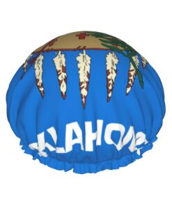 Oklahoma Badekappe mit Staatsflaggen-Druck, für langes Haar und kurzes Haar, waschbares Gummiband, Badehaarmut für langes Haar, Zopf