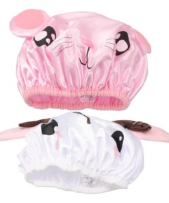 OUNONA 2stücke Wasserdichte Duschhaube Für Junge Mädchen Doppellagig Badehut Mit Cartoon-design Elastische Anpassung Langlebiges Dickes Material Praktisches Badezubehör