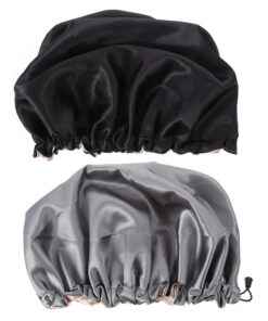 Healvian 2stücke Schlafhaube Zum Schutz Der Haare Beim Schlafen Duschen Und Baden Mit Elastischem Gummiband Und Geruchsneutral