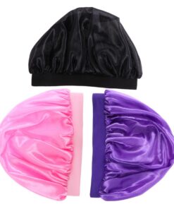 OUNONA 3 Stück Satin Schlafmütze für Kinder mit Elastischem Rand Haarschutzhaube zum Schlafen Geeignet für Zuhause und Reisen Weiches Material Breiter Saum