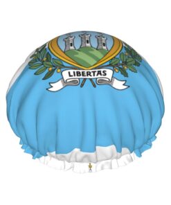 Badekappe mit Flagge von San Marino, bedruckt, für langes und kurzes Haar, waschbar, elastisches Band, Badehaarmütze für langes Haar, Zopf