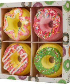 STOBAZA 4 Stück Teiliges Doughnut-förmige Natürliche Badebomben in Bunten Farben Feuchtigkeitsspendende Spa-salzbälle für Bad und Fußbad Hautfreundlich für Zuhause Reisen und Hotelgebrauch